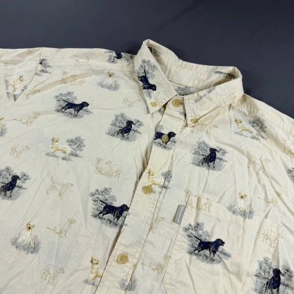 Woolrich Other - Woolrich Mens XL Moccasin Dogs Print Shirt Cotton Short Sleeve Button Down 6169